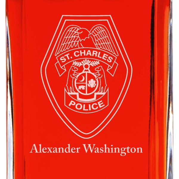 Custom Engraved - Police Badges - Personalized Whiskey Decanter In Wood Gift Box - St. Charles Missouri State Police Badge