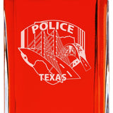 Custom Engraved Police Badges  - Personalized Whiskey Decanter Set In Wood Gift Box - Police Texas State Badge