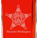 Custom Engraved Police Badges  - Personalized Whiskey Decanter Set In Wood Gift Box - Alleghany County VA Sheriff's Office