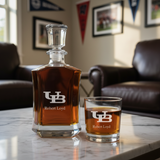 Personalized Buffalo Bulls Initial University Decanter Set - Football Fanatic Gift Ideas - Crown Personalized Whiskey Decanter