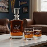 Personalized California Golden Bears University Decanter Set - Football Fanatic Gift Ideas - Crown Personalized Whiskey Decanter