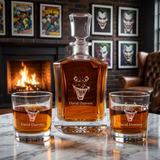 Custom Engraved Joker Smile - Personalized Crown Decanter Set with Whiskey Glasses
