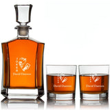 Custom Engraved Joker with Poker Card - Personalized Crown Decanter Set with Whiskey Glasses