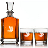 Custom Engraved Golfer Swing - Personalized Crown Decanter Set with Whiskey Glasses