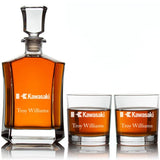 Custom Engraved Kawasaki - Personalized Crown Decanter Set with Whiskey Glasses