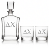 Custom Engraved Delta Chi - Personalized Capital Decanter Set with Whiskey Glasses