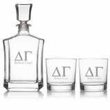 Custom Engraved Delta Gamma - Personalized Crown Decanter Set with Whiskey Glasses