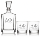 Custom Engraved Delta Zeta - Personalized Crown Decanter Set with Whiskey Glasses