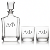 Custom Engraved Delta Zeta - Personalized Crown Decanter Set with Whiskey Glasses