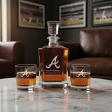 Personalized Engraved Atlanta Braves Insignia - Major League Baseball - Custom Crown Decanter Set - Baseball Fanatic Gift Ideas