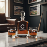 Personalized Engraved Chicago Cubs Cap Insignia - Major League Baseball - Custom Crown Decanter Set - Baseball Fanatic Gift Ideas