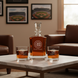 Personalized Engraved Chicago Cubs Logo - Major League Baseball - Custom Crown Decanter Set - Baseball Fanatic Gift Ideas