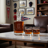 Personalized Engraved Cleveland Guardians - Major League Baseball - Custom Crown Decanter Set - Baseball Fanatic Gift Ideas