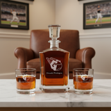 Personalized Engraved Cleveland Guardians Winged G - Major League Baseball - Custom Crown Decanter Set - Baseball Fanatic Gift Ideas