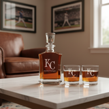 Personalized Engraved Kansas City Royals Insignia - Major League Baseball - Custom Crown Decanter Set - Baseball Fanatic Gift Ideas