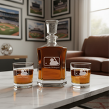 Personalized Engraved Major League Baseball Logo - Major League Baseball - Custom Crown Decanter Set - Baseball Fanatic Gift Ideas
