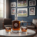 Personalized Texas Rangers - Major League Baseball - Custom Crown Decanter Set - Baseball Fanatic Gift Ideas