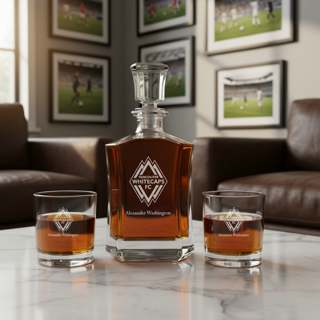 Personalized Engraved Vancouver Whitecaps - Major League Soccer - Custom Crown Decanter Set - Soccer Fanatic Gift Ideas