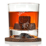 Custom Engraved Circle with Leaves - Personalized Whiskey Glasses In Wood Gift Box