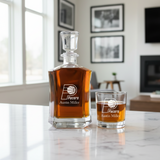 Personalized Pacers Emblem - Crown Classic Decanter Gift Set - Basketball Fanatic Gift Ideas