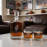 Personalized Atlanta Hawks Mascot - Crown Classic Decanter Gift Set - Basketball Fanatic Gift Ideas