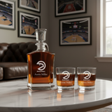 Personalized Atlanta Hawks Emblem - Crown Classic Decanter Gift Set - Basketball Fanatic Gift Ideas