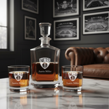 Personalized B Nets Basketball - Crown Decanter Gift Set - Basketball Fanatic Gift Ideas