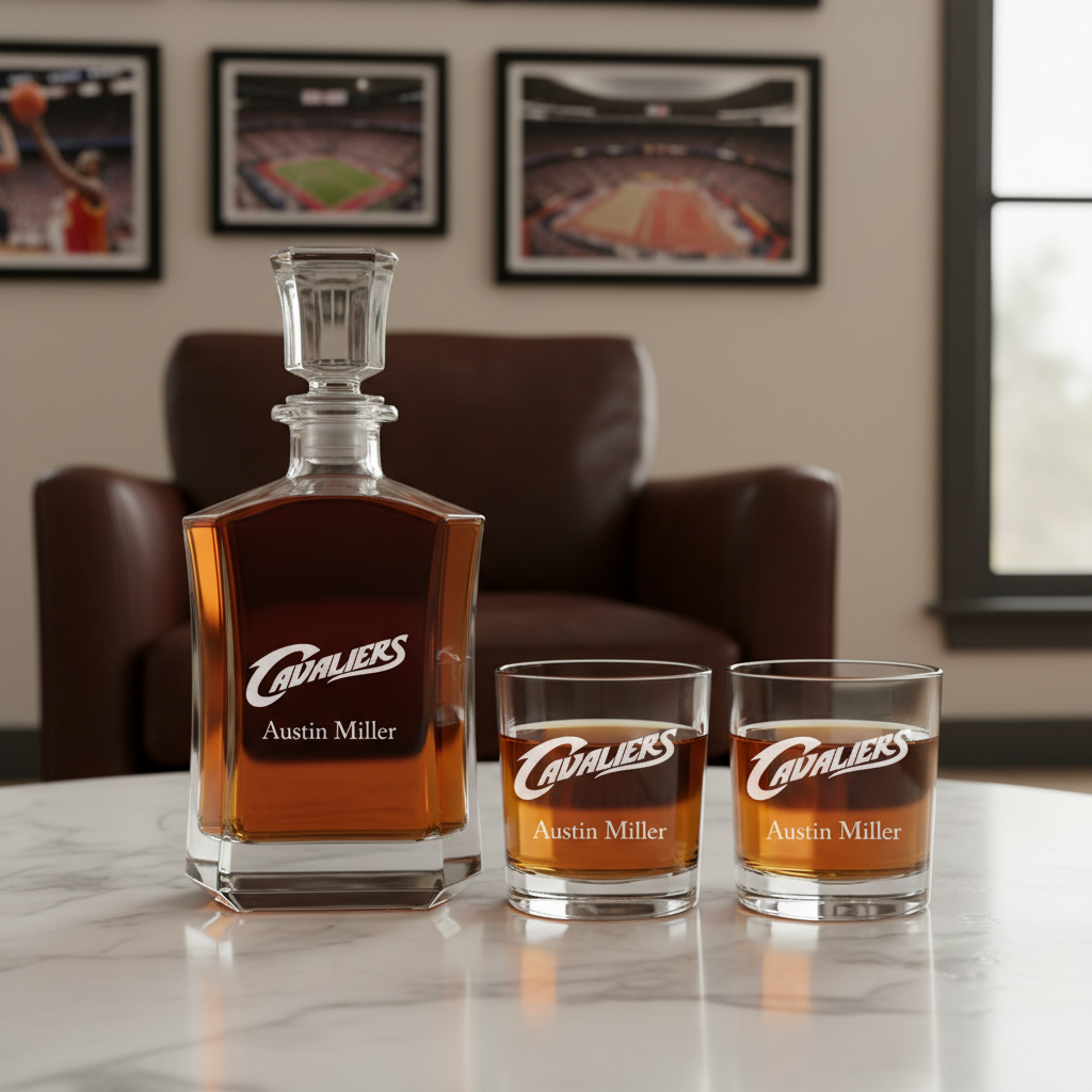 Personalized Cavaliers - Crown Decanter Gift Set - Basketball Fanatic Gift Ideas