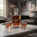 Personalized Mavs - Crown Decanter Gift Set - Basketball Fanatic Gift Ideas