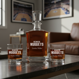 Personalized Denver Nuggets - Crown Decanter Gift Set - Basketball Fanatic Gift Ideas
