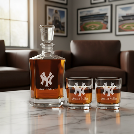 Engraved NY Knicks - Personalized Crown Decanter - Basketball Fanatic Gift Ideas - Man Cave Gifts