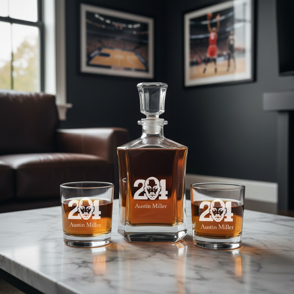 Engraved Kobe 24 - Personalized Crown Decanter - Basketball Fanatic Gift Ideas - Man Cave Gifts