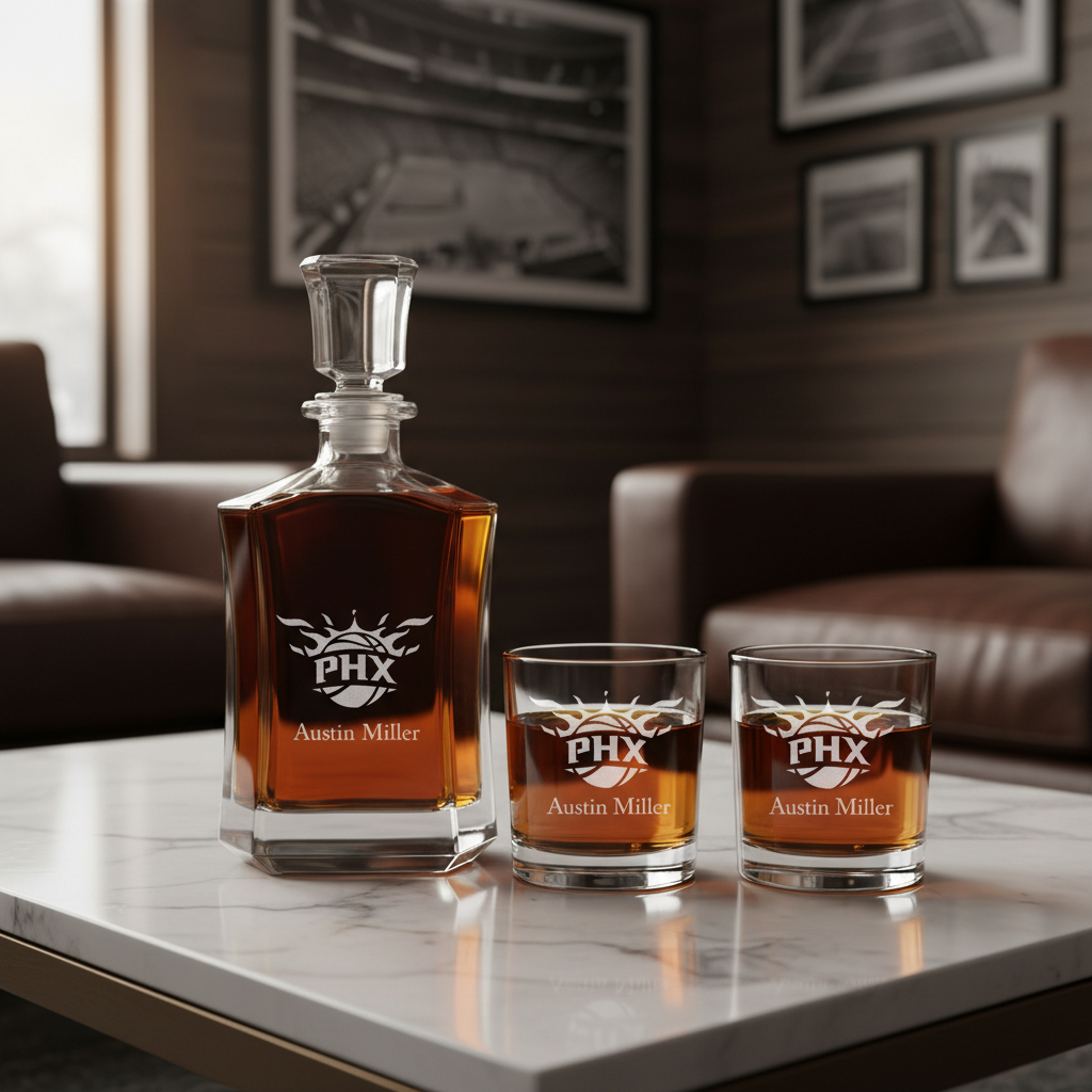 Engraved PHX - Personalized Crown Decanter - Basketball Fanatic Gift Ideas - Man Cave Gifts