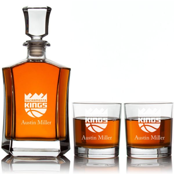 Engraved Sacramento Kings - Personalized Crown Decanter - Basketball Fanatic Gift Ideas - Man Cave Gifts