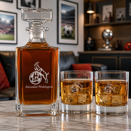 Engraved FC Cologne - Germany Football - Personalized Classic Decanter Set with Old Fashioned Whiskey Glasses