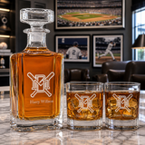 Engraved Milwaukee Brewers - Personalized Classic Decanter Set with Old Fashioned Whiskey Glasses