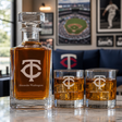 Engraved Minnesota Twins Insignia - Major league Baseball - Personalized Classic Decanter Set with Old Fashioned Whiskey Glasses
