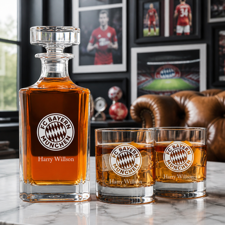 Engraved Muchen - Personalized Classic Decanter Set with Old Fashioned Whiskey Glasses