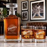 Engraved Padres - Personalized Classic Decanter Set with Old Fashioned Whiskey Glasses