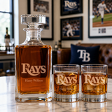 Engraved Rays - Personalized Classic Decanter Set with Old Fashioned Whiskey Glasses