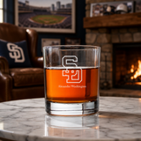 Engraved San Diego Padres Cap Logo Rocks Glass - Major League Baseball- Personalized Whiskey Glasses - Man Cave Gift Ideas - Gifts For Him - Baseball Fanatic - 2pcs