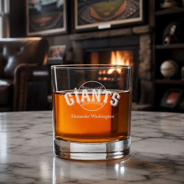 Engraved San Francisco Giants Logo Rocks Glass - Major League Baseball- Personalized Whiskey Glasses - Man Cave Gift Ideas - Gifts For Him - Baseball Fanatic - 2pcs