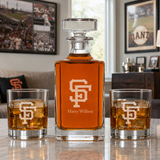 Engraved San Francisco Giants - Personalized Classic Decanter Set with Old Fashioned Whiskey Glasses
