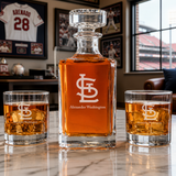 Engraved St. Louis Cardinals Insignia - Major League Baseball - Personalized Classic Decanter Set with Old Fashioned Whiskey Glasses
