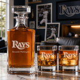 Engraved Tampa Bay Rays - Major League Baseball - Personalized Classic Decanter Set with Old Fashioned Whiskey Glasses