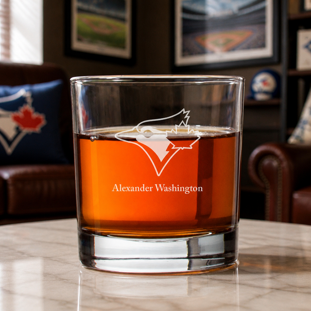 Engraved Toronto Blue Jays Rocks Glass - Major League Baseball- Personalized Whiskey Glasses - Man Cave Gift Ideas - Gifts For Him - Baseball Fanatic - 2pcs