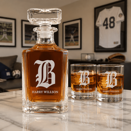 Engraved Vintage Brooklyn Dodgers - Personalized Classic Decanter Set with Old Fashioned Whiskey Glasses
