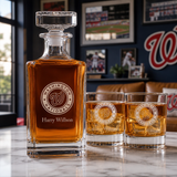 Engraved Washington Nationals - Personalized Classic Decanter Set with Old Fashioned Whiskey Glasses