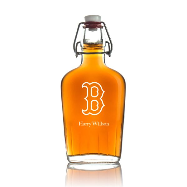Engraved Boston - Personalized Bormioli Rocco Glass Swing Top Pocket Flask