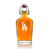 Engraved Los Angeles Dodgers - Personalized Bormioli Rocco Glass Swing Top Pocket Flask